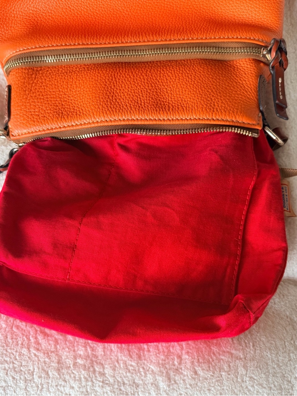 Dooney & Bourke Orange Pebbled Leather Convertible Shoulder/Crossbody Bag - Picture 13 of 16